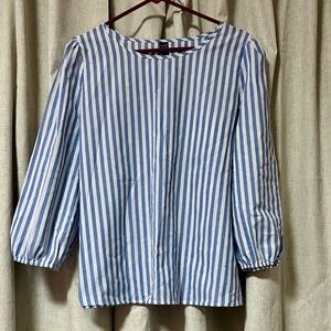 Elegant Blue and White Striped Blouse